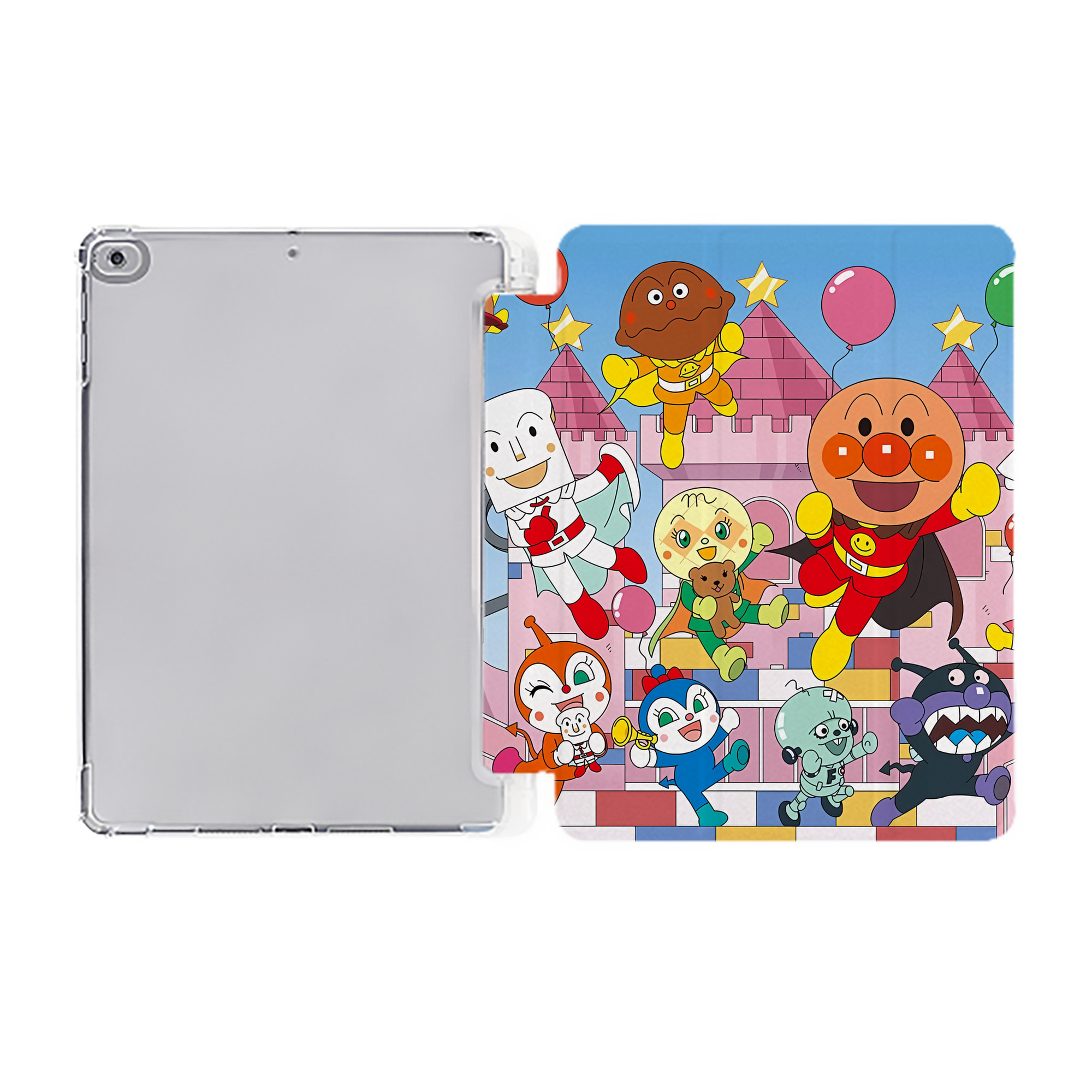 （画像用） アンパンマン Anpanman IPad ケース ペン収納付き 三つ折りスタンド PUレザー×シリコン 対応機種9.5/10.5/10.9インチ